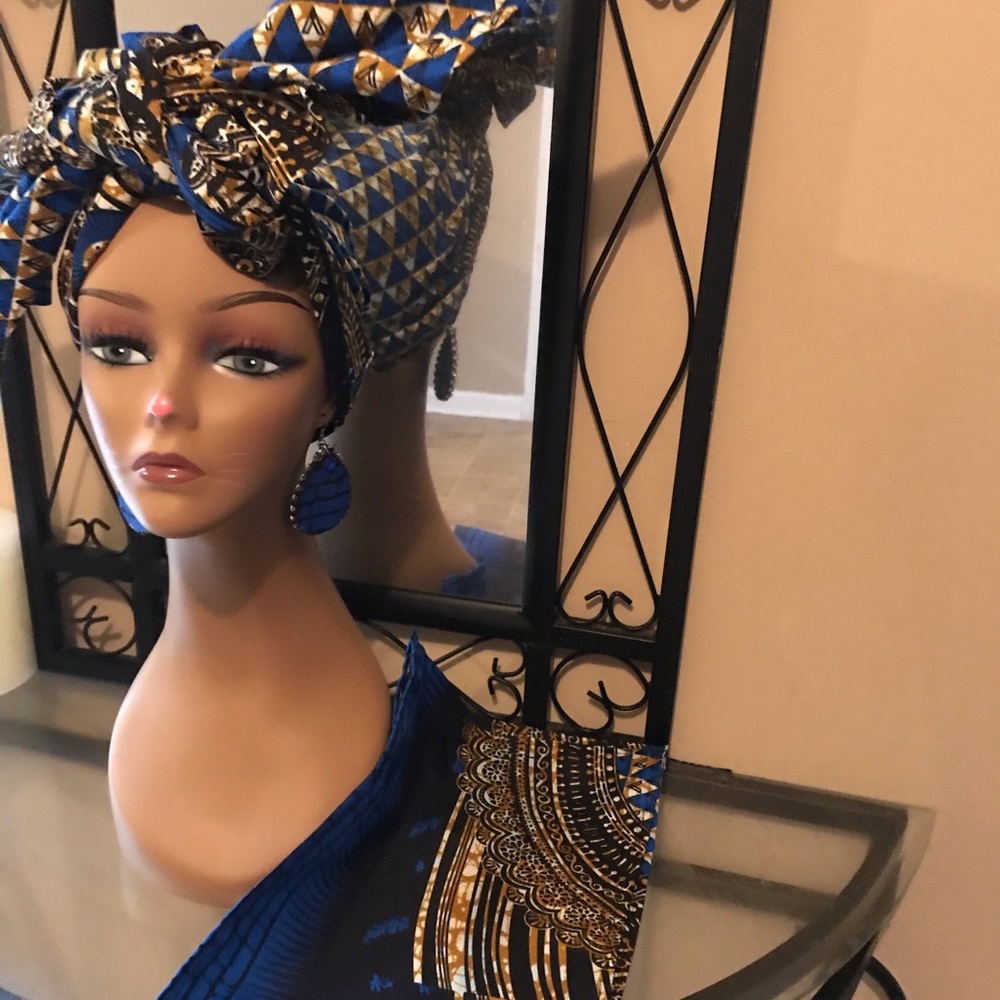 Mommie & Me matching head wraps with earrings.